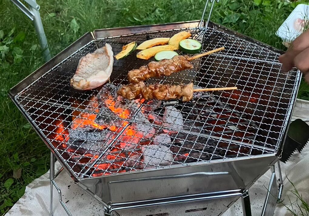 CAPTAIN　STAG　ヘキサ　ステンレス　ファイアグリル　M-6500 キャプテンスタッグ ヘキサ ステンレス ファイアグリル M 対応 グリル